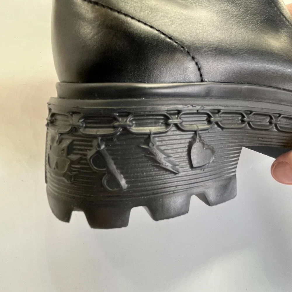 Karl Lagerfeld Latisha Boot Black Size 7.5 Womens Chunky Lug Sole Side Zip Style - Picture 14 of 16